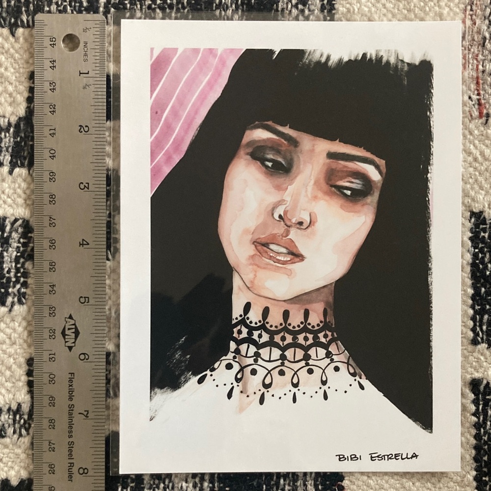 Black and Pink portrait Art Print